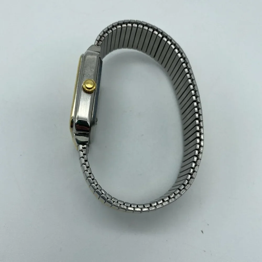 Embassy MBS503 Men’s Quartz Watch Black Dial Two-Tone Stretch Band Date Display - Picture 5 of 7